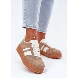 Zapatillas bajas en la plataforma de color caqui beige 2