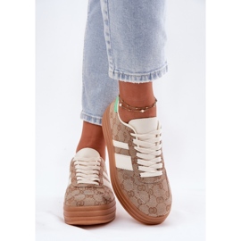 Zapatillas bajas en la plataforma de color caqui beige 3