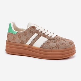 Zapatillas bajas en la plataforma de color caqui beige 4