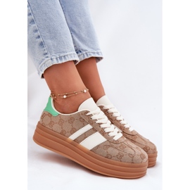 Zapatillas bajas en la plataforma de color caqui beige 7