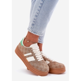 Zapatillas bajas en la plataforma de color caqui beige 1