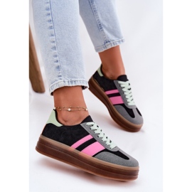 Deportivas plataforma mujer negras negro 8