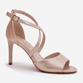 Sandalias con rayas entrelazadas en el talón Sergio Leone Sk432 Satin Golden dorado 4