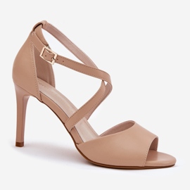 Sandalias con rayas entrelazadas en el talón Sergio Leone SK432 Dark Bench beige 4