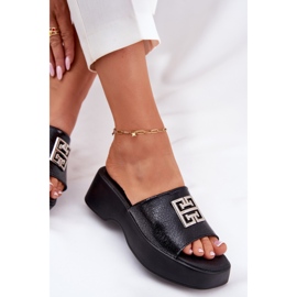 Vinceza Chanclas de cuero para mujeres con decoración Vincez 79526 Negro 5