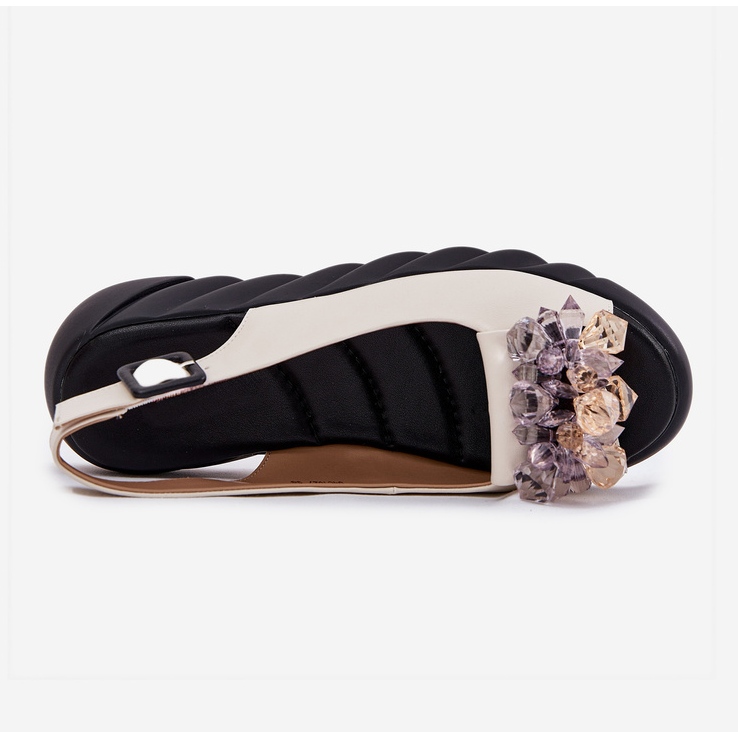 Sandalias de cuero para mujeres con Artiker 54C1627 Cristales beige 2