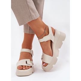ARTIKER Sandalias de cuero para mujeres para artker antiguo 54C1624 beige 3