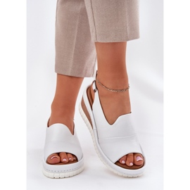 ARTIKER Sandalias de cuero para mujeres para un articker de cuña 56C0918 White blanco 3