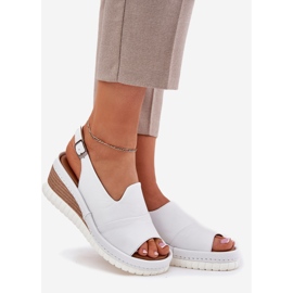 ARTIKER Sandalias de cuero para mujeres para un articker de cuña 56C0918 White blanco 6