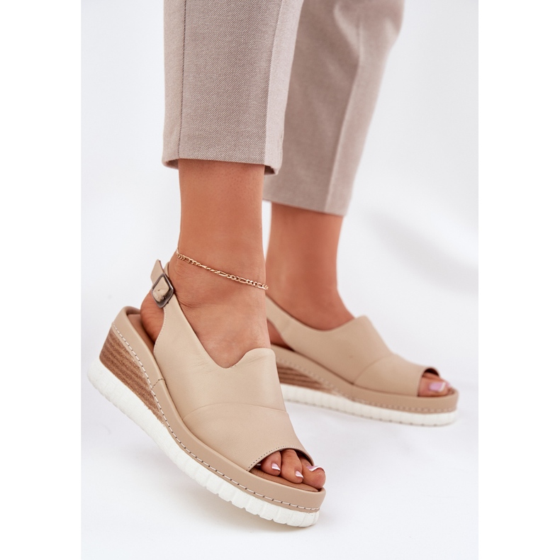 ARTIKER Sandalias de cuero para mujeres para un articker de cuña 56C0919 beige 2 ARTIKER Sandalias de cuero para mujeres para un articker de cuña 56C0919 beige 2