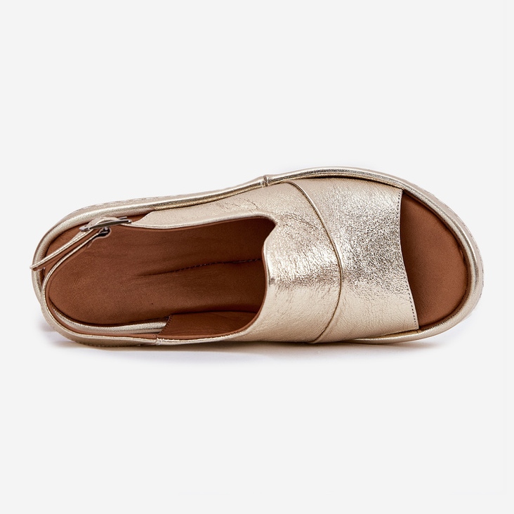 ARTIKER Sandalias de cuero para mujeres para un guarda de cuña 56C0920 Oro dorado 2