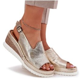 ARTIKER Sandalias de cuero para mujeres para un guarda de cuña 56C0920 Oro dorado 8