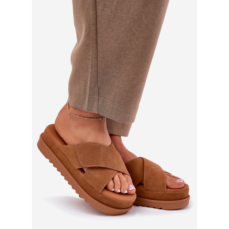 Flip Flip Flip Flip en la plataforma con rayas de Intertwining Camel marrón 1