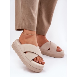 Flip fallas para mujeres en la plataforma con rayas beige entrelazadas 3