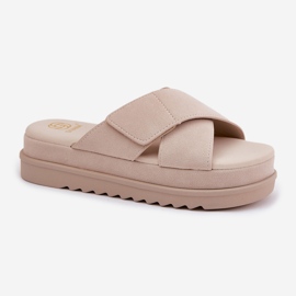 Flip fallas para mujeres en la plataforma con rayas beige entrelazadas 5