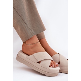 Flip fallas para mujeres en la plataforma con rayas beige entrelazadas 7