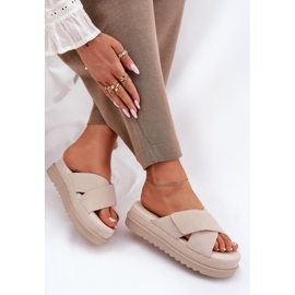 Flip fallas para mujeres en la plataforma con rayas beige entrelazadas 8