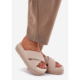 Flip fallas para mujeres en la plataforma con rayas beige entrelazadas 1