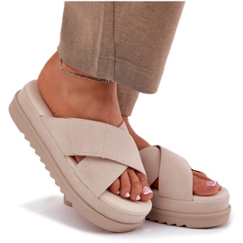 Flip fallas para mujeres en la plataforma con rayas beige entrelazadas 9