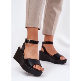 Sandalias negras de mujer con cuñas negro 2