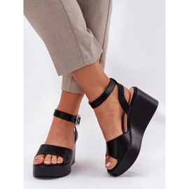Sandalias negras de mujer con cuñas negro 3