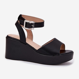 Sandalias negras de mujer con cuñas negro 4