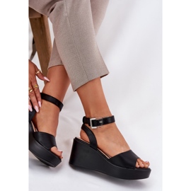 Sandalias negras de mujer con cuñas negro 8