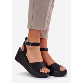Sandalias negras de mujer con cuñas negro 1