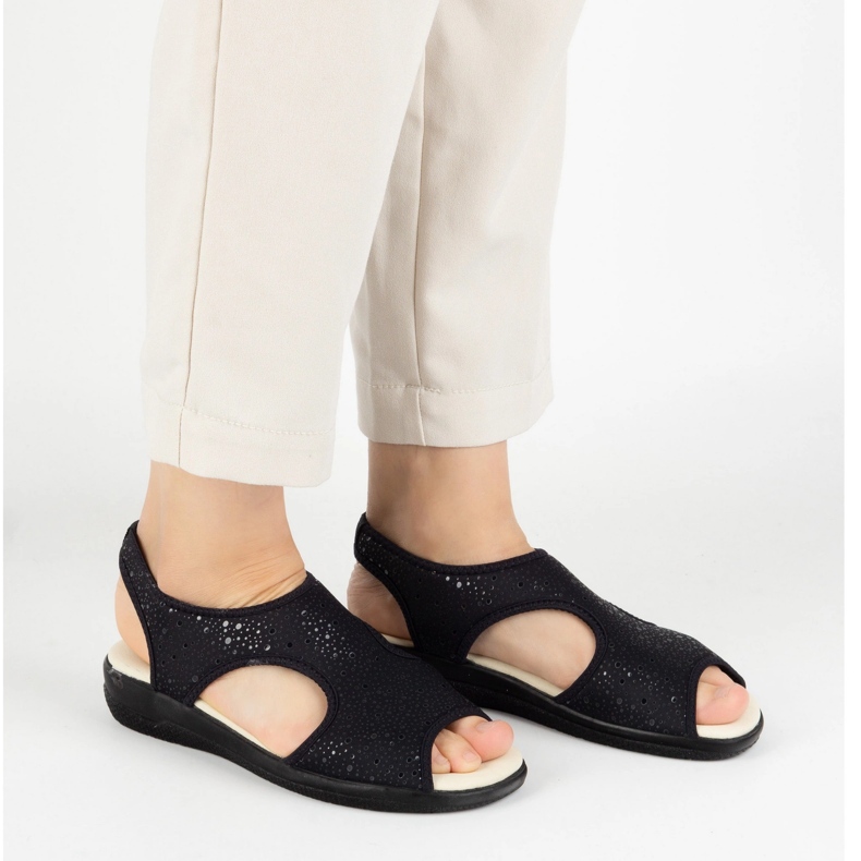 Vriston Zapatos para mujeres sandalias flexibles cómplica Emma Black Glossy negro 2