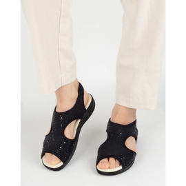 Vriston Zapatos para mujeres sandalias flexibles cómplica Emma Black Glossy negro 4