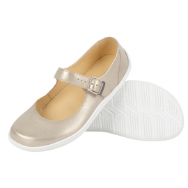 Ballerinas de mujeres descalzos Olivier 1286 - Zapatos de cuero con hebilla dorada dorado 4