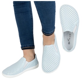 Olivier Zapatos de cuero para mujeres descalzos Minimalistas Openwork Sluned 1308 Pol Blue azul 10