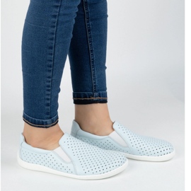 Olivier Zapatos de cuero para mujeres descalzos Minimalistas Openwork Sluned 1308 Pol Blue azul 1