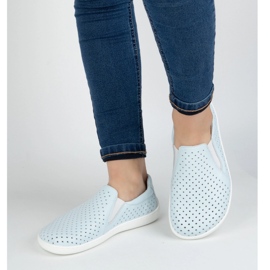 Olivier Zapatos de cuero para mujeres descalzos Minimalistas Openwork Sluned 1308 Pol Blue azul 2