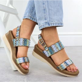 Sandalias para mujeres para Wedge Blue Potocki Braid 45302 azul 4