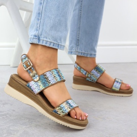 Sandalias para mujeres para Wedge Blue Potocki Braid 45302 azul 5