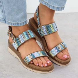 Sandalias para mujeres para Wedge Blue Potocki Braid 45302 azul 6