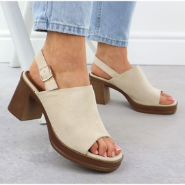 Sandalias de gamuza para mujeres en la publicación beige Potocki 54313 5