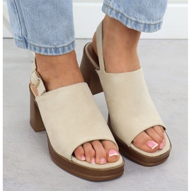 Sandalias de gamuza para mujeres en la publicación beige Potocki 54313 6