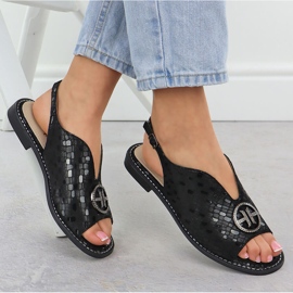 S.Barski Sandalias de cuero para mujeres Czarne S. Barski KV51-094 negro 4