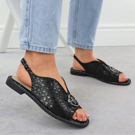 S.Barski Sandalias de cuero para mujeres Czarne S. Barski KV51-094 negro 5