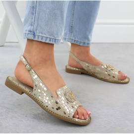 S.Barski Sandalias de cuero para mujeres Złote S. Barski KV51-096 dorado 5