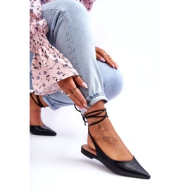 Sandalias negras empatadas de ballerinas para mujeres negro 4