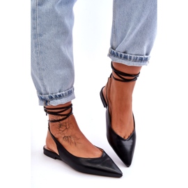 Sandalias negras empatadas de ballerinas para mujeres negro 3