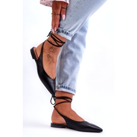 Sandalias negras empatadas de ballerinas para mujeres negro 2
