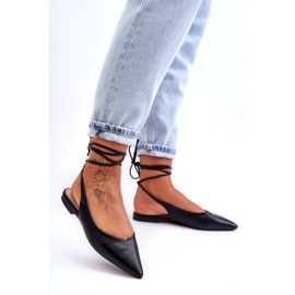 Sandalias negras empatadas de ballerinas para mujeres negro 1
