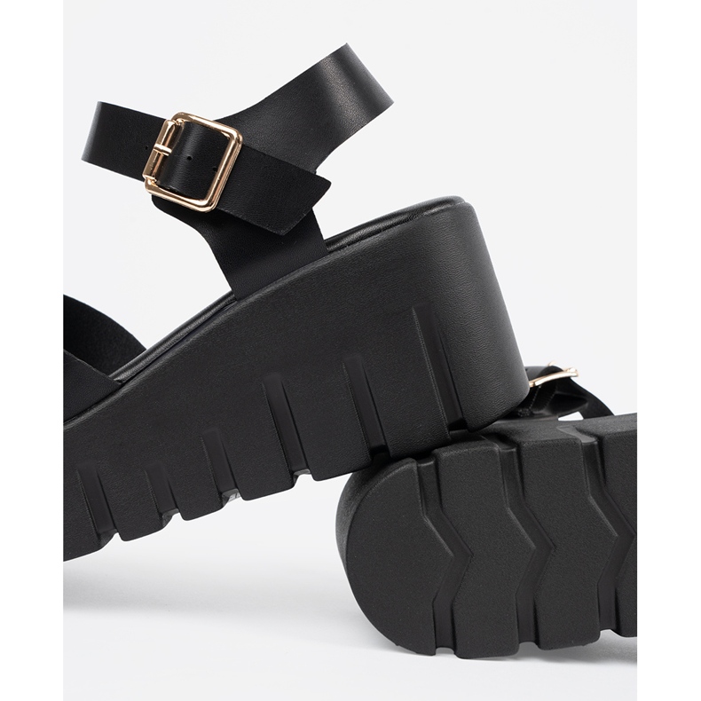 Seastar Sandalias negras para mujeres en una plataforma alta negro 1