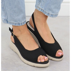 Sandalias de mujeres en cuñas Black Vinceza 97303 negro 5