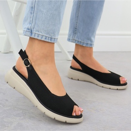 Sandalias de mujeres en cuñas Black Vinceza 97303 negro 6