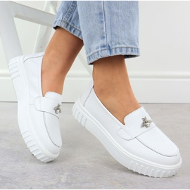 Zapatos de cuero para mujeres mocasines blancos Vinceza 93204 4
